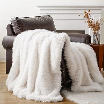 Amazon BATTILO HOME Luxury White Faux Fur Throw Blanket Fluffy