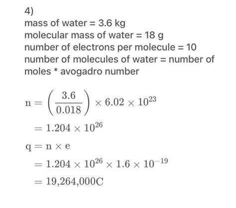 Solved 4 Mass Of Water 3 6 Kg Molecular Mass Of Water 18