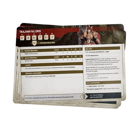 Datasheet Cards Adeptus Custodes 10th Edition Adeptus Ars