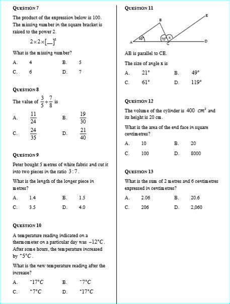 Grade 8 Mathematics Exam Paper Mc 2024