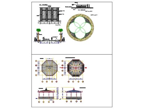 Glorieta con pérgolas en AutoCAD Descargar CAD 398 1 KB Bibliocad