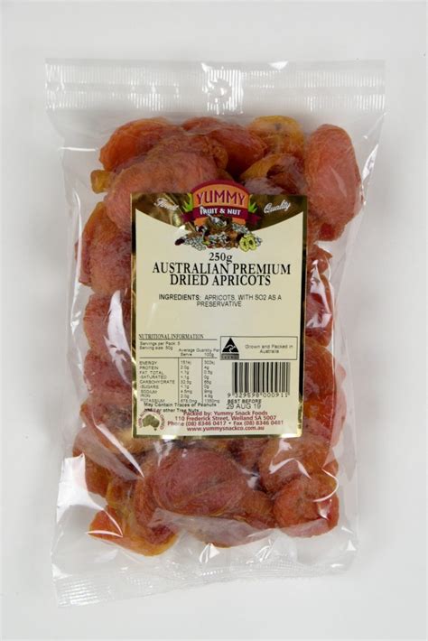 Apricots Premium Australian Dried 250g Yummy Snack Foods