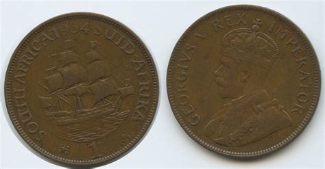 Südafrika 1 Penny 1934 G9386 Ship Dromedaris King George V 1910