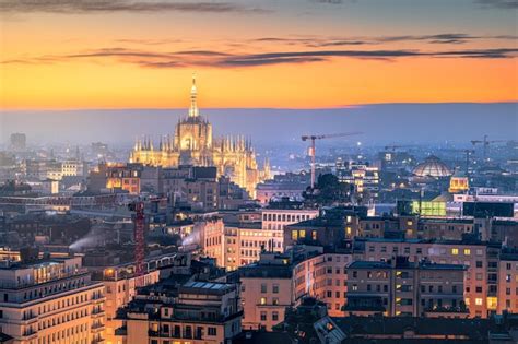 Premium Photo | Milan Italy cityscape with the Duomo