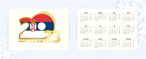 Horizontal Pocket Calendar 2023 in Serbian language. New Year 2023 icon ...