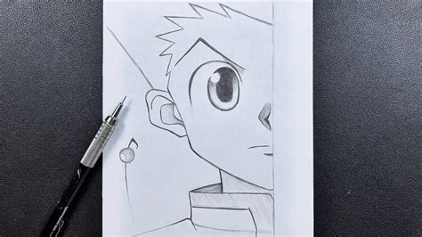 Easy Anime Sketch How To Draw Gon Freecss Half Face Step By Step