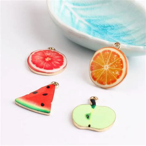 New Style Enamel Alloy Fruit Charms Pendants Gold Color Plated Oil Drop