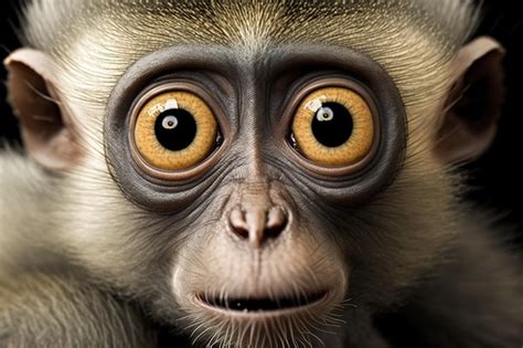 Premium Photo | Comical close up of a monkey with large eyes