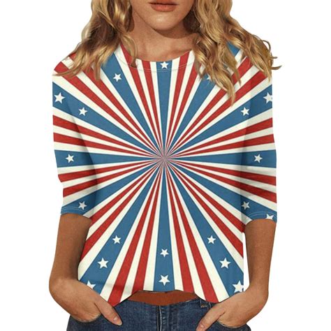 American Flag Shirt For Women Independence Day Usa Flag Tee Shirt Red White Blue Graphic Tees