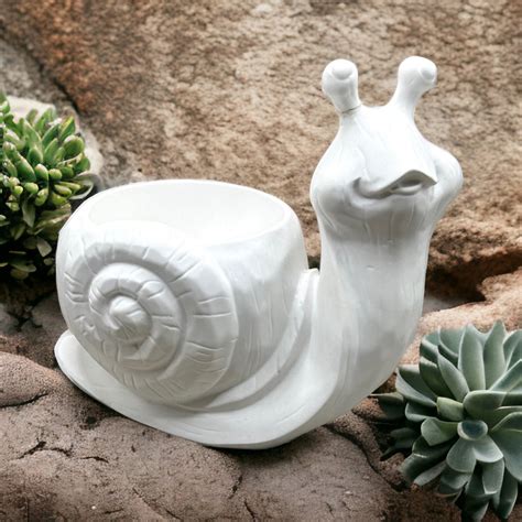 Snail With Snail Shell Flower Pot Silicone Mold Stone Casting Figure