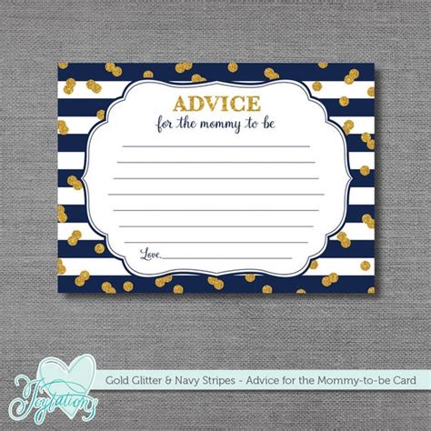 Gold Glitter And Navy Blue Stripes Advice For The Mommy To Be Etsy