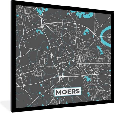 Fotolijst Incl Poster Plattegrond Moers Blauw Stadskaart