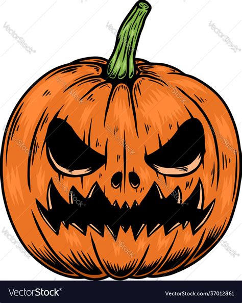 Scary Halloween Pumpkin Design Element Royalty Free Vector