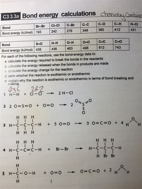 Year 10 Chemistry Bond Energies Diagram Quizlet