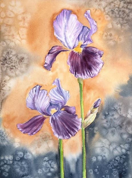 Premium Photo Hand Painted Watercolor Irises Iris Painting Watercolor