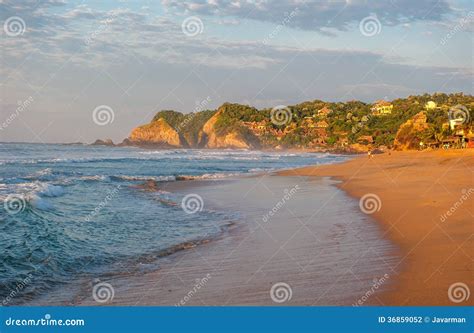 Zipolite Beach at Sunrise, Mexico Stock Photo - Image of beautiful ...