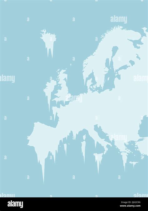 Map of Europe is frozen and with icicle - cold temperature, freeze and ...