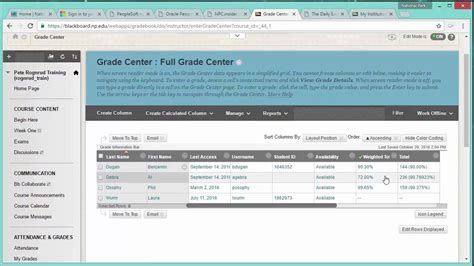 Blackboard Gradebook Basics Youtube