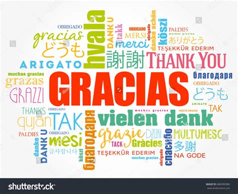 Gracias Thank You Spanish Word Cloud Stock Vector 686090386 Shutterstock