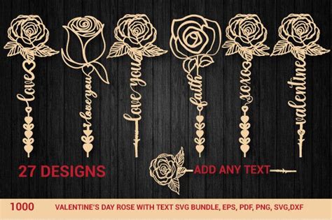 Valentine Rose Svg Laser Cut With Text Graphic By Kamrun82 · Creative