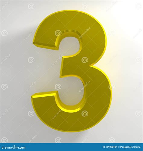 Number 3 Yellow Color Collection On White Background Illustration 3d