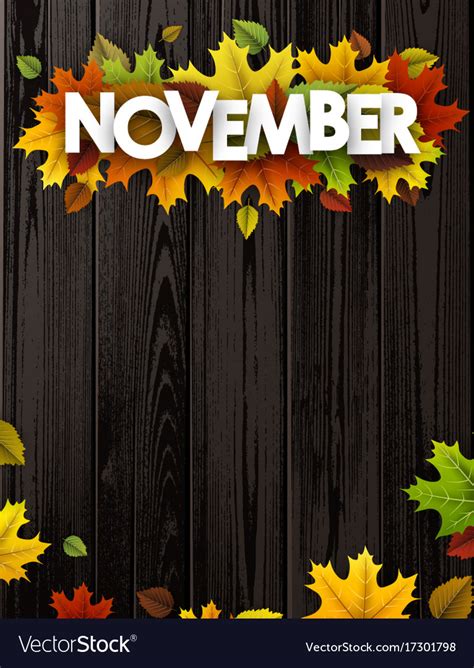 November background with colorful leaves Vector Image