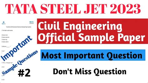 Tata Steel Jet Civil Engineering Important Question Tata Steel