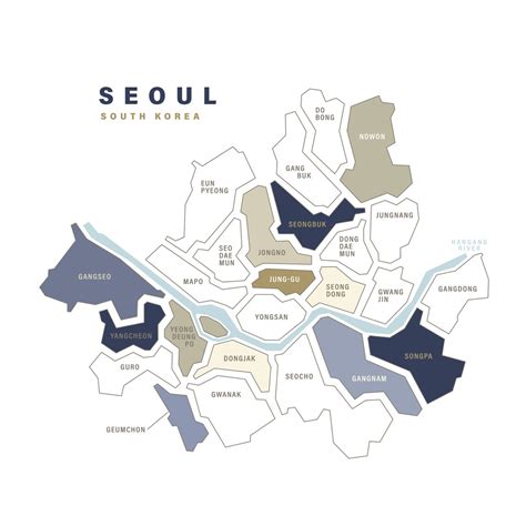 Seoul Neighborhood Map Printable Seoul Map Seoul Korea Etsy