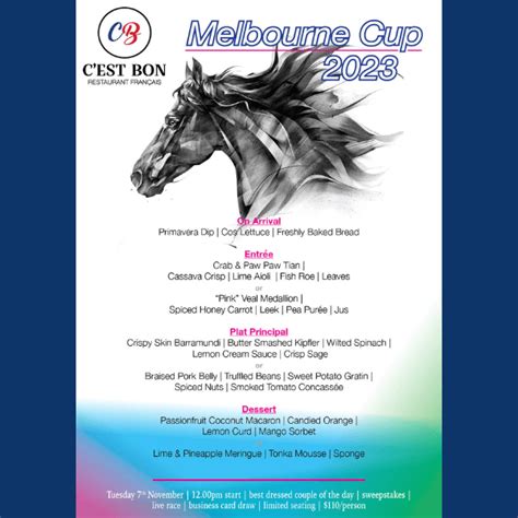 Melbourne Cup Day 2023 Luncheon Cést Bon French Restaurant