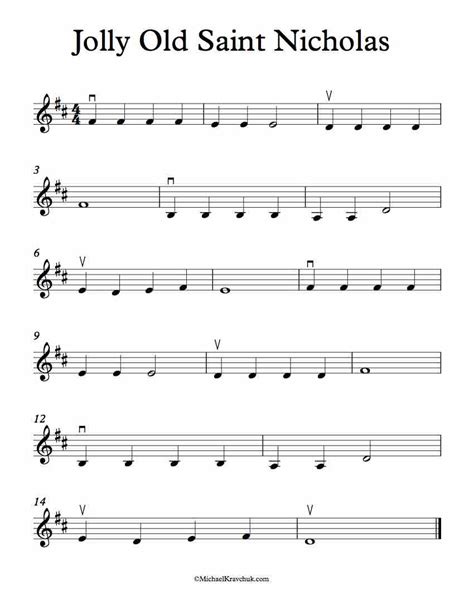 Free Violin Sheet Music Jolly Old Saint Nicholas Michael Kravchuk