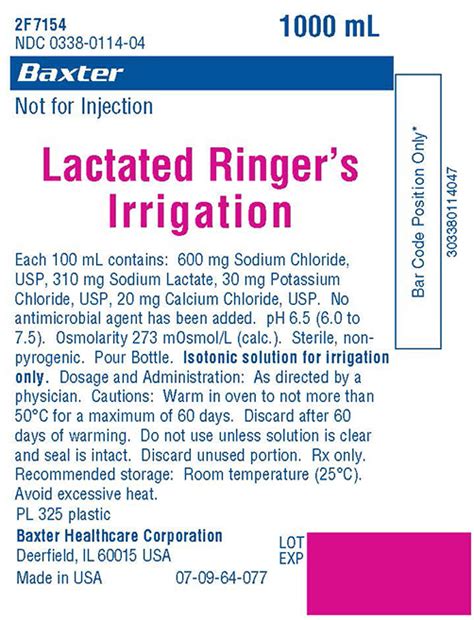 baxter  solution ringers lactated ml  cia medical