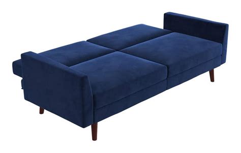 Dorel Comfort Coil Velvet Upholstered Wood Frame Futonconvertible Sleeper Sofa Bed Blue