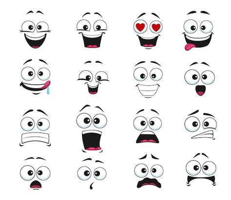 Gesichtsausdruck Isolierte Vektor Cartoon Emoticons Premium Vektor