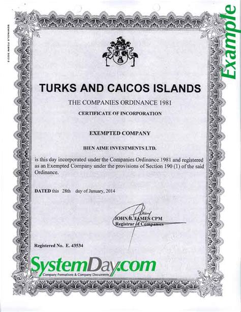 Turks And Caicos Islands Company Documents