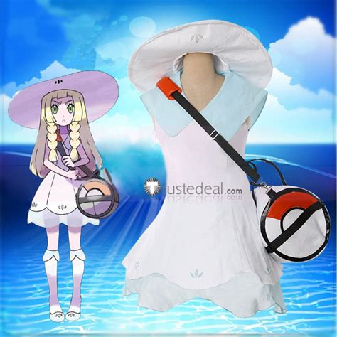 Pokemon Sun And Moon Lillie White Blue Dress Cosplay Costume Cosplay