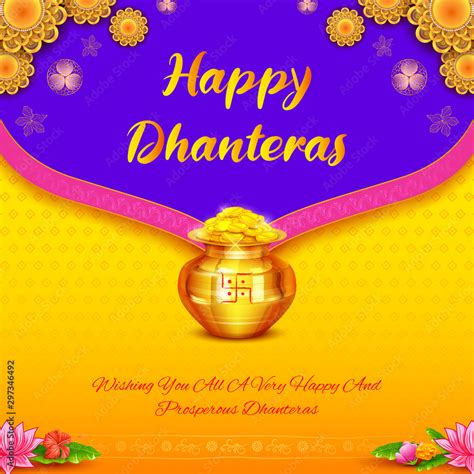 Illustration Of Gold Coin In Pot For Dhantera Celebration On Happy