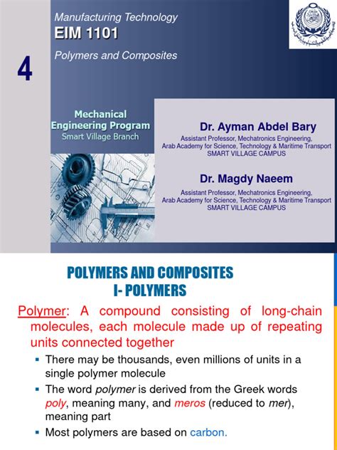 Lecture 4 - Polymers and Composites Updated | PDF 