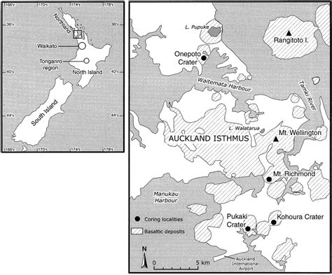 Map Of The Auckland Volcanic Field Showing Location Of Features