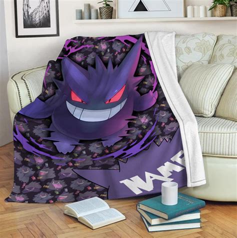 Personalized Name Pkm Gengar Blanket Gengar Blanket Pkm Anime Blanket