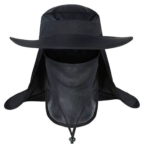 Sombrero Para El Sol Con Proteccion Para Cuello Y Cara Talla L Negro