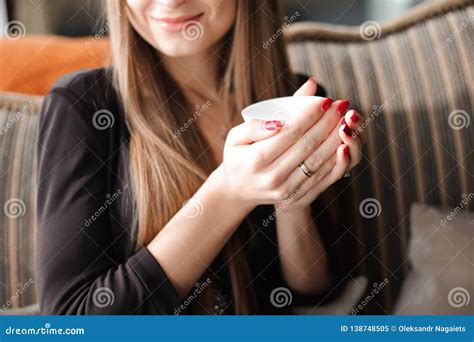 Woman Hands Holding Cup Of Hot Drink Stock Image Image Of Portrait Black