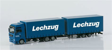 Herpa MAN TGA XXL Jumbogardinenplanen Hängerzug Lechzug 148610