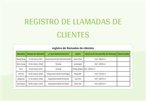 Plantillas Registro De Llamadas De Clientes Para Excel Gratis Y Hojas