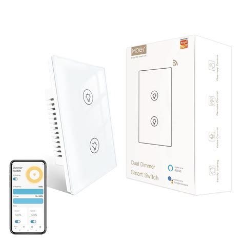 Moes Dual Dimmer Switch Double Dimmer Switch For Led Lights Full Range Dimming Wifi Smart