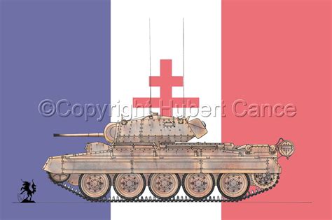 Painting A15 Cruiser Mk VI Crusader II Flag 2 Original Art By