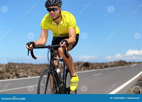 Road Bike Cyclist Man Sport Athlete Training Cardio Workout On Racing