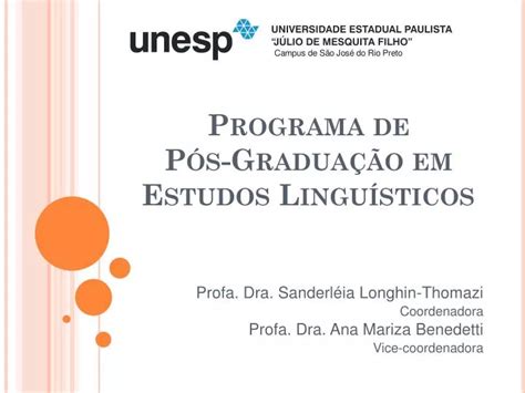 PPT Programa de Pós Graduação em Estudos Linguísticos PowerPoint