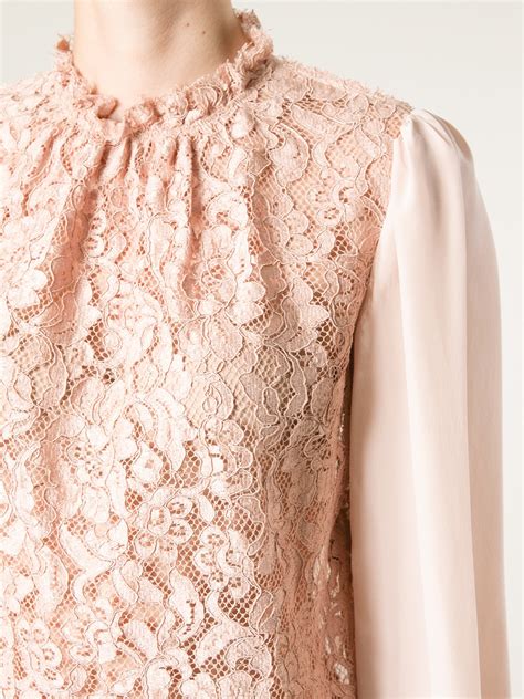 Dolce And Gabbana Lace Blouse In Pink Lyst