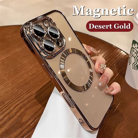 Deserto Titânio Transparente Magnético Caso De Telefone Para IPhone 16