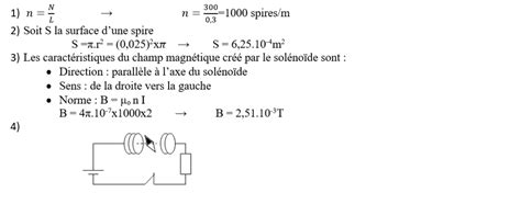 Exercice PHYSIQUE Tles C D E Champ magnétique crée par un solénoïde